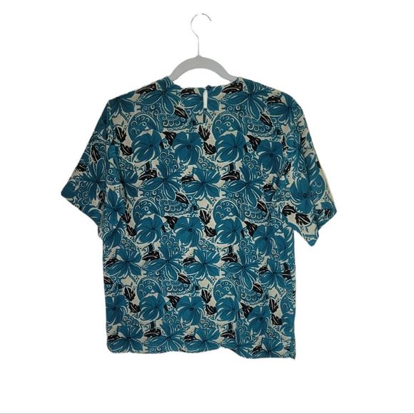 Douglass Women's Short Sleeves Silk Multicolor Top Blouse Size S - Picture 2 of 9